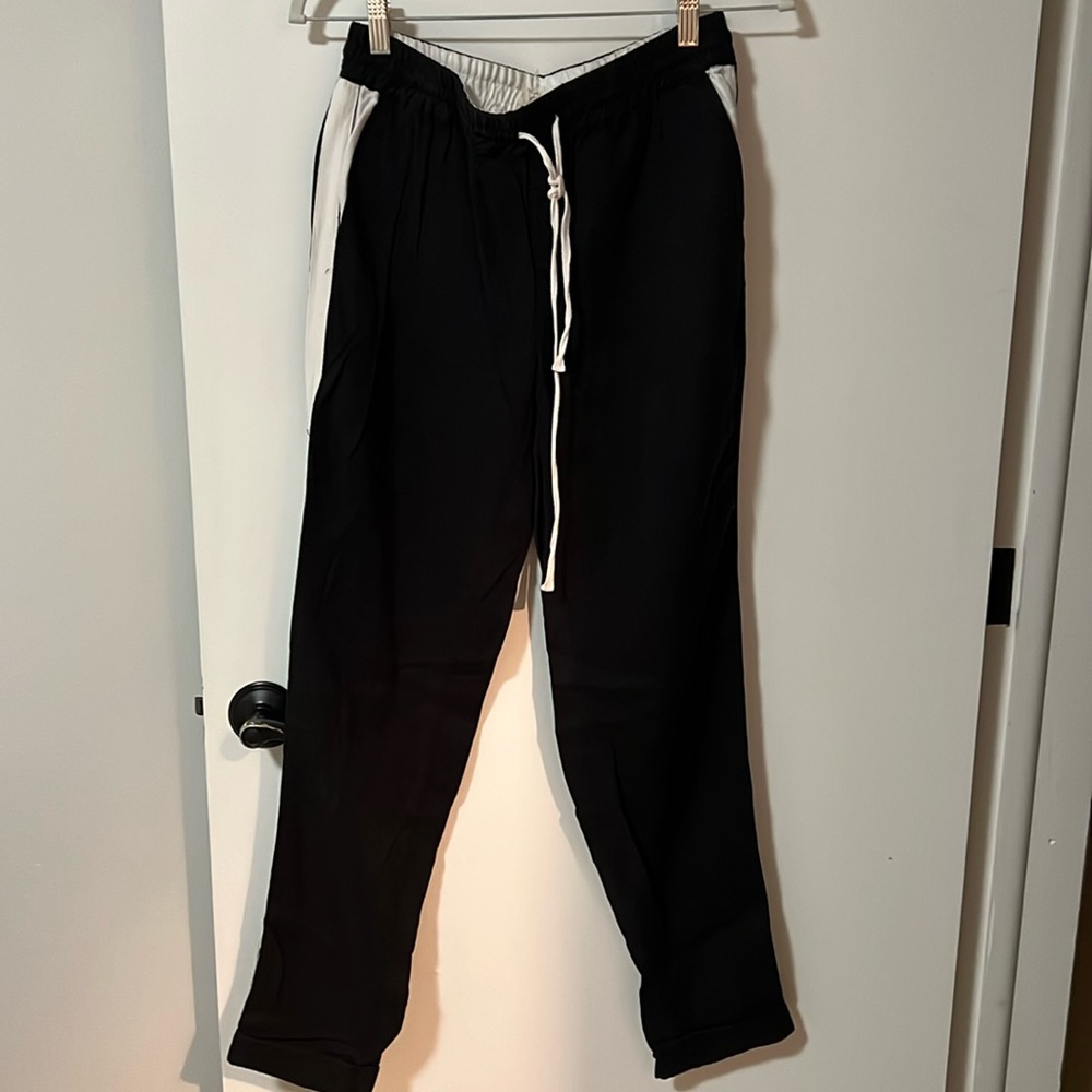 Womens Andrea Jovine Black Jogger  Drawstring Pant Size Small